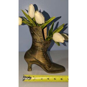 Vintage Brass Victorian Boot Vase